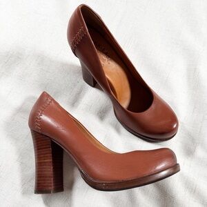 Kork-Ease Brown Leather Platform Pumps